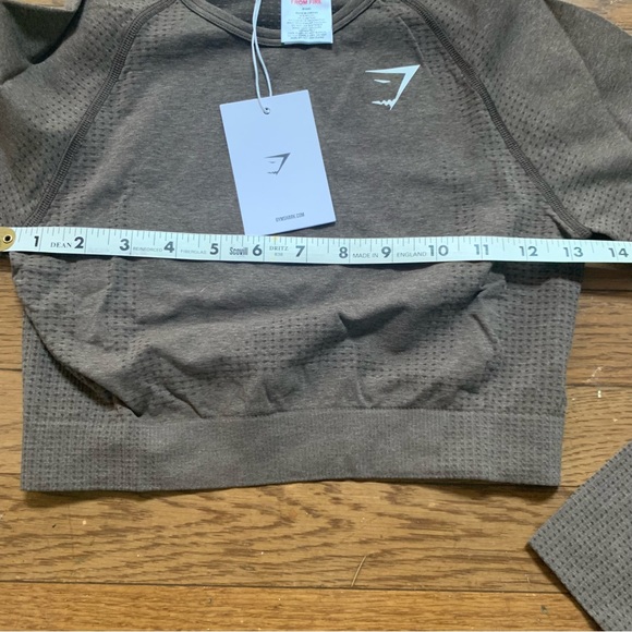 Gymshark Womens Vital Seamless 2.0 Long Sleeve Crop Top | S,M | Brown Marl NEW!! - Picture 9 of 12